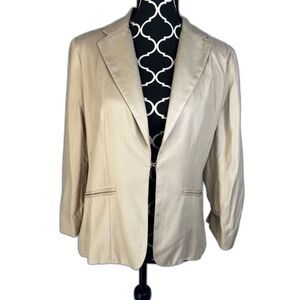 New York & Company NWT Khaki Tan Ruched Sleeve Neutral Jacket Size Medium